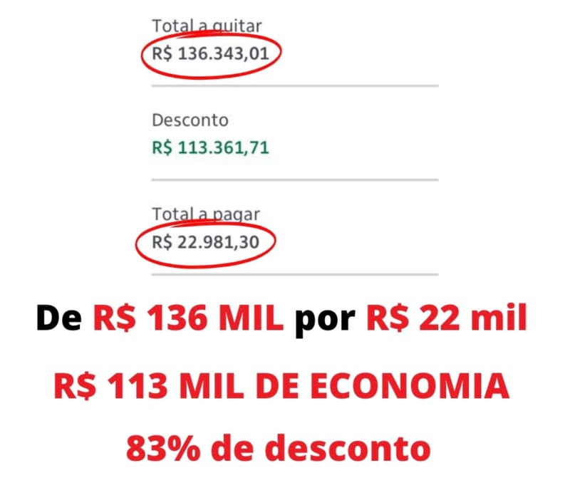 Acordo com 83% de desconto